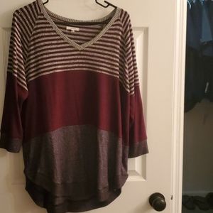 Women's maroon and gray sweater